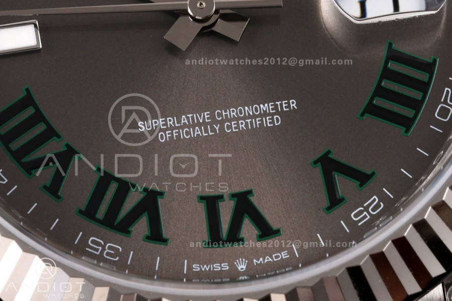 DateJust 41 126334 904L SS VSF 1:1 Best Edition Gray Dial Green Roman on Jubilee Bracelet VS3235v2 V2s (133g)