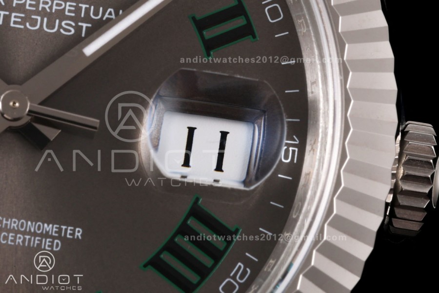 DateJust 41 126334 904L SS VSF 1:1 Best Edition Gray Dial Green Roman on Jubilee Bracelet VS3235v2 V2s (133g)
