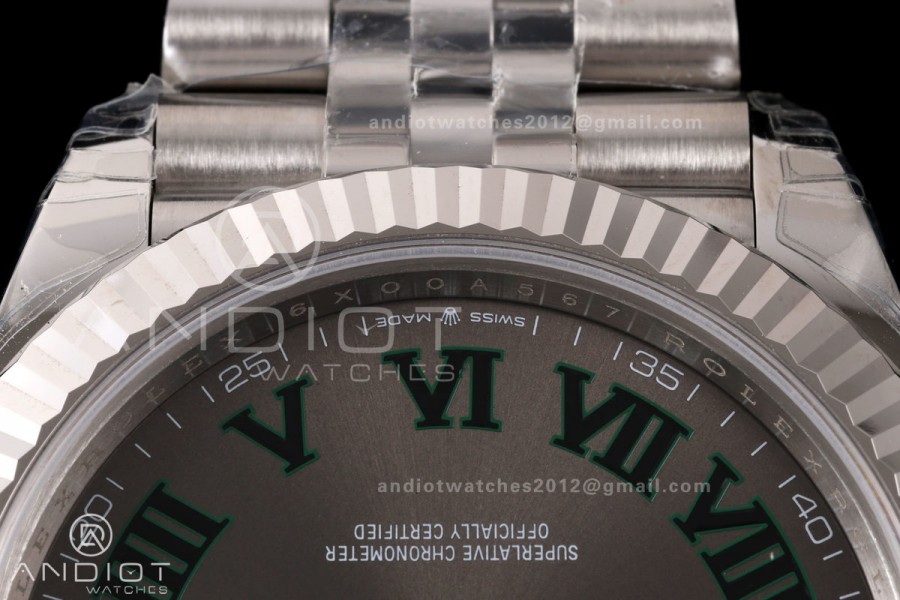 DateJust 41 126334 904L SS VSF 1:1 Best Edition Gray Dial Green Roman on Jubilee Bracelet VS3235v2 V2s (133g)