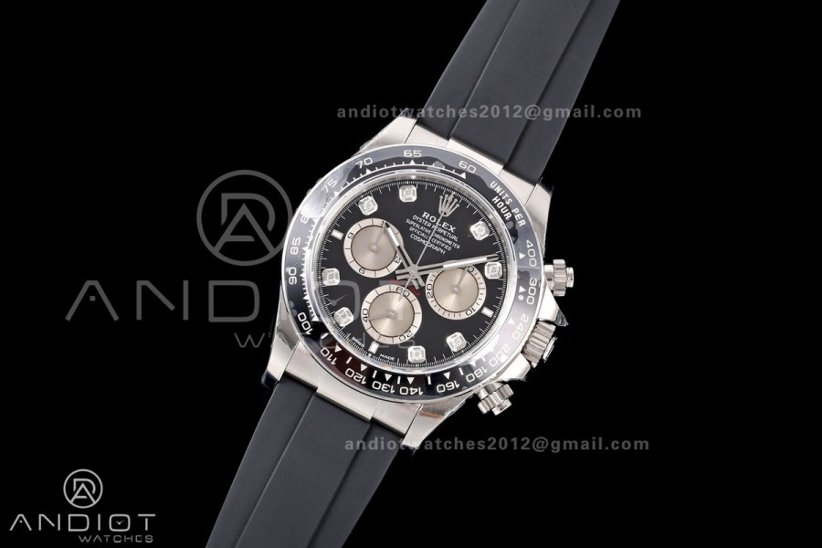 Daytona 126519 VSF 1:1 Best Edition Black/Silver Diamonds Dial on Oysterflex Strap VS4131v2 V2s Free Sprung (Weighted)