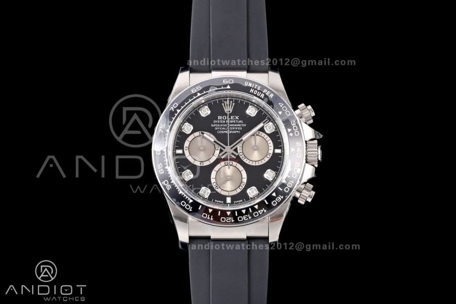 Daytona 126519 VSF 1:1 Best Edition Black/Silver Diamonds Dial on Oysterflex Strap VS4131v2 V2s Free Sprung (Weighted)