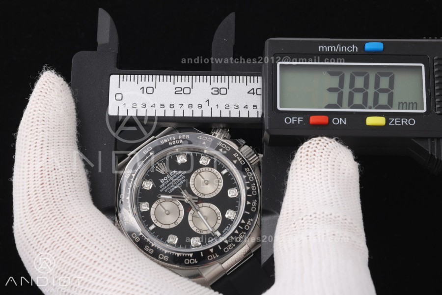 Daytona 126519 VSF 1:1 Best Edition Black/Silver Diamonds Dial on Oysterflex Strap VS4131v2 V2s Free Sprung (Weighted)