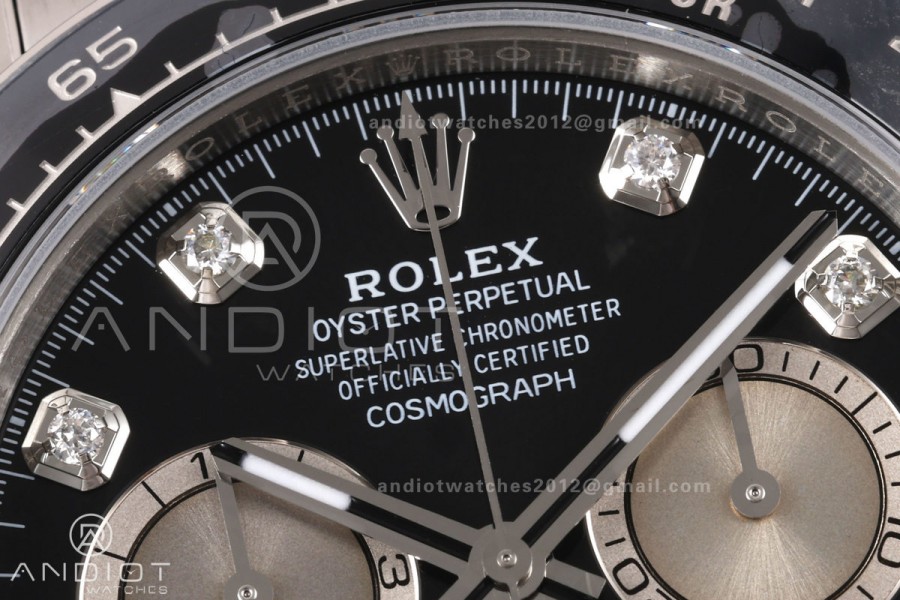 Daytona 126519 VSF 1:1 Best Edition Black/Silver Diamonds Dial on Oysterflex Strap VS4131v2 V2s Free Sprung (Weighted)