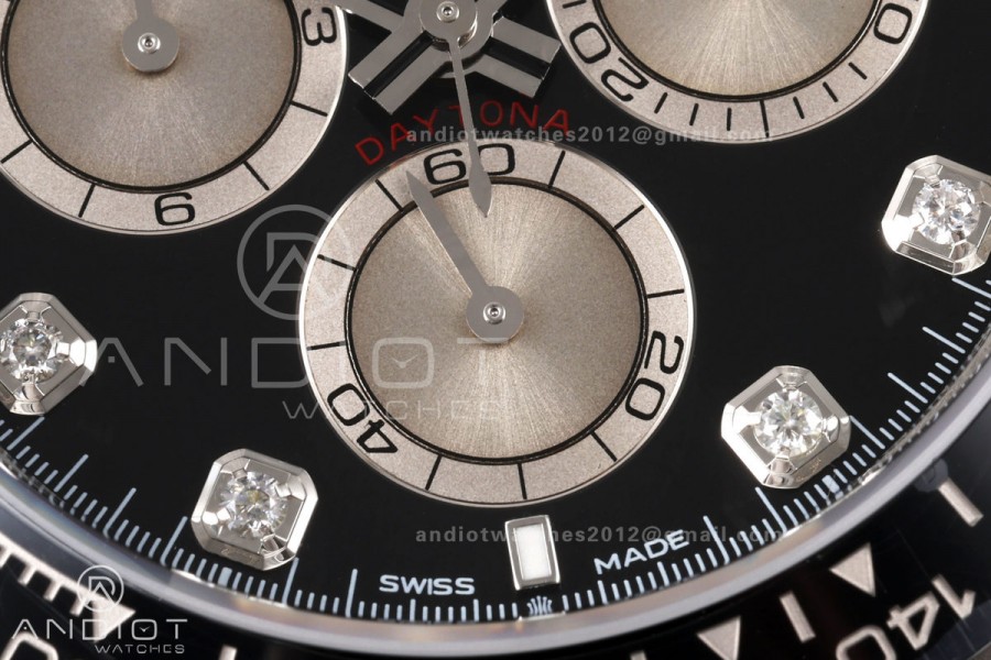 Daytona 126519 VSF 1:1 Best Edition Black/Silver Diamonds Dial on Oysterflex Strap VS4131v2 V2s Free Sprung (Weighted)
