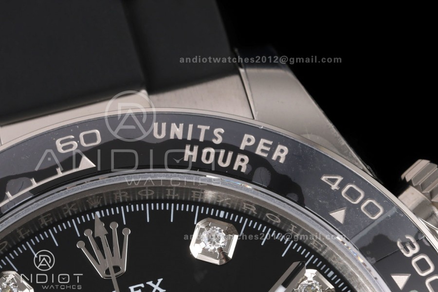 Daytona 126519 VSF 1:1 Best Edition Black/Silver Diamonds Dial on Oysterflex Strap VS4131v2 V2s Free Sprung (Weighted)