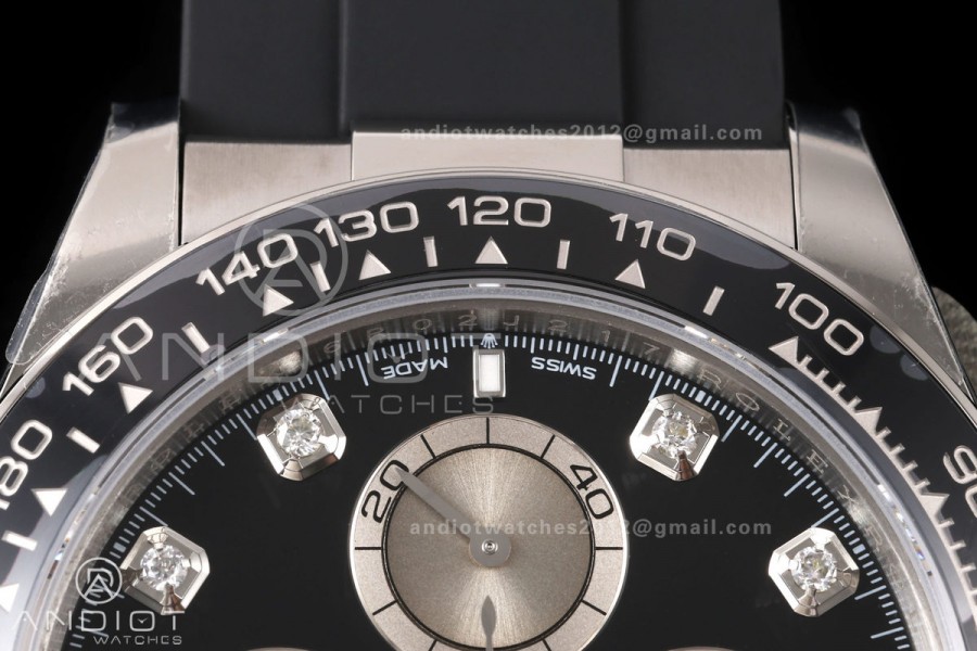 Daytona 126519 VSF 1:1 Best Edition Black/Silver Diamonds Dial on Oysterflex Strap VS4131v2 V2s Free Sprung (Weighted)