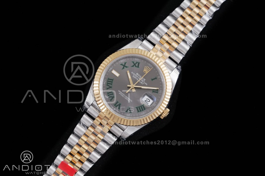 DateJust 41 126333 904L SS VSF 1:1 Best Edition Gray Dial Green Roman on Jubilee Bracelet VS3235