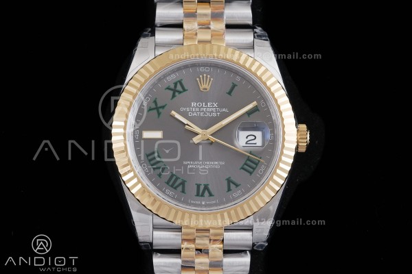 DateJust 41 126333 904L SS VSF 1:1 Best Edition Gray Dial Green Roman on Jubilee Bracelet VS3235