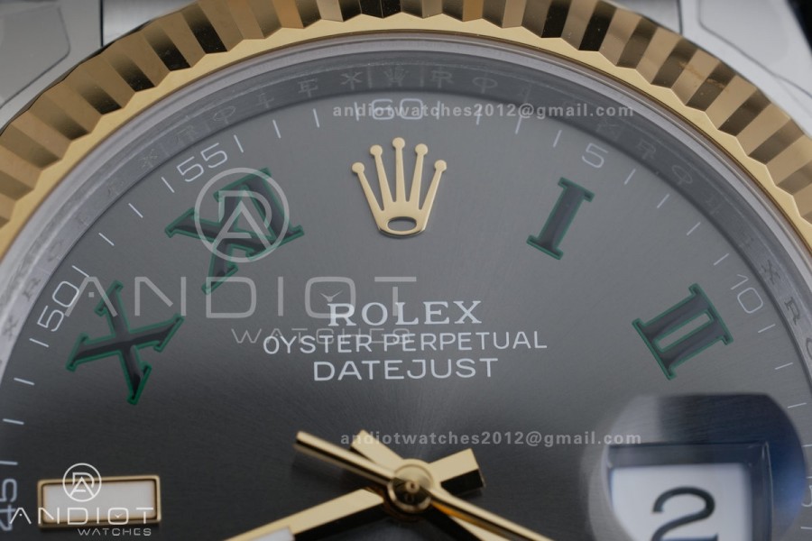 DateJust 41 126333 904L SS VSF 1:1 Best Edition Gray Dial Green Roman on Jubilee Bracelet VS3235