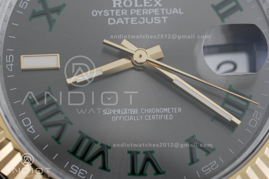DateJust 41 126333 904L SS VSF 1:1 Best Edition Gray Dial Green Roman on Jubilee Bracelet VS3235