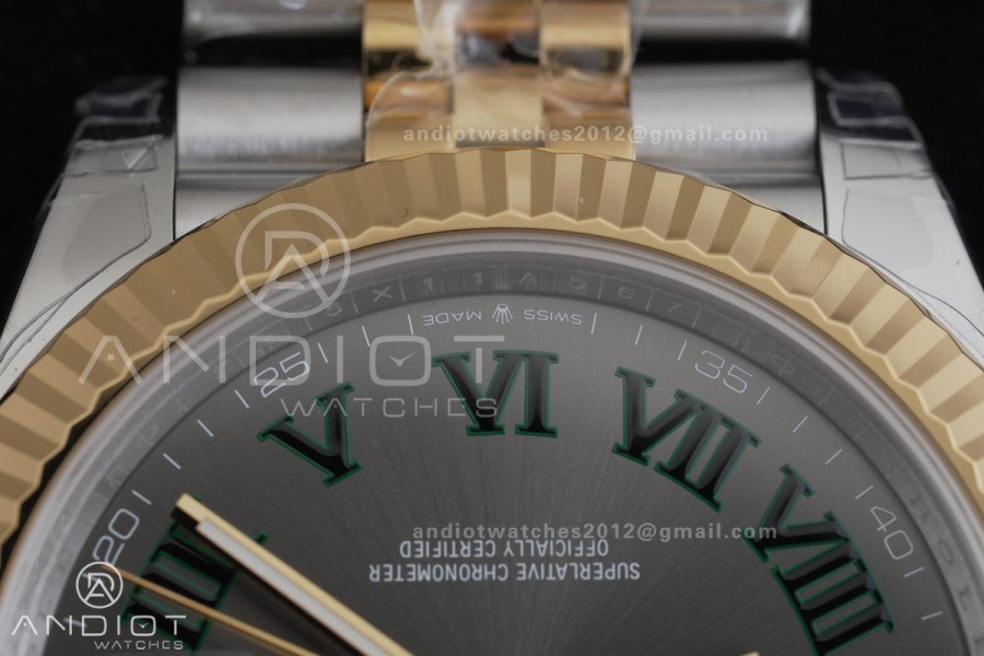 DateJust 41 126333 904L SS VSF 1:1 Best Edition Gray Dial Green Roman on Jubilee Bracelet VS3235