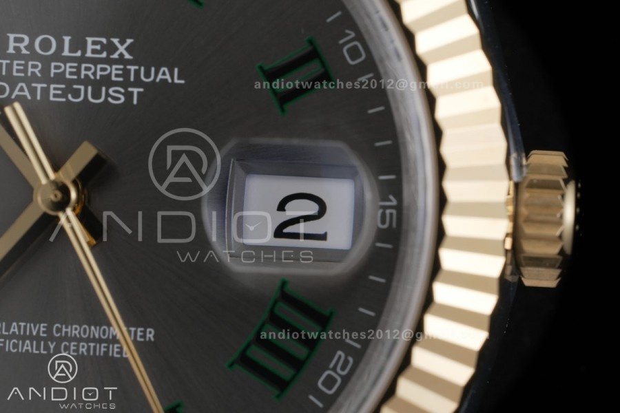 DateJust 41 126333 904L SS VSF 1:1 Best Edition Gray Dial Green Roman on Jubilee Bracelet VS3235