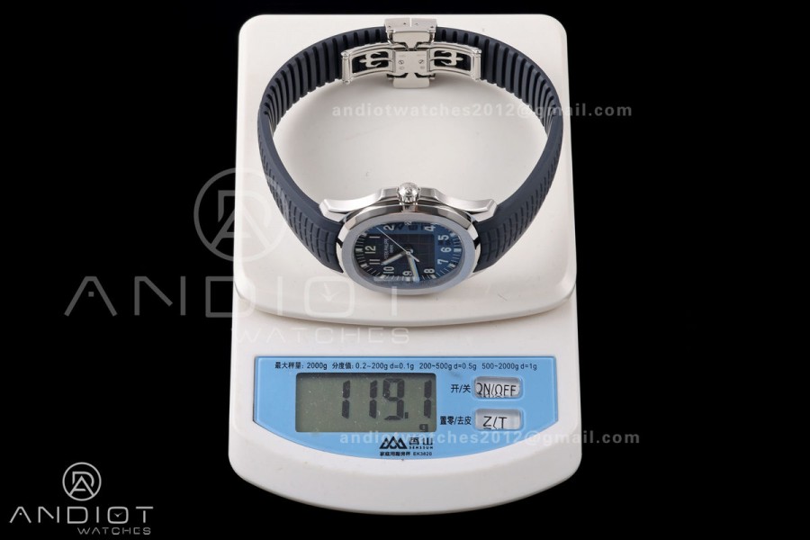 Aquanaut 5168G 42mm SS DDF 1:1 Best Edition Blue Dial on Blue Rubber Strap DPB330 Super Clone (Weighted)
