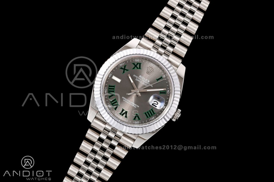 DateJust 41 126334 904L SS MZF 1:1 Best Edition Gray Dial Green Roman on Jubilee Bracelet JH3235