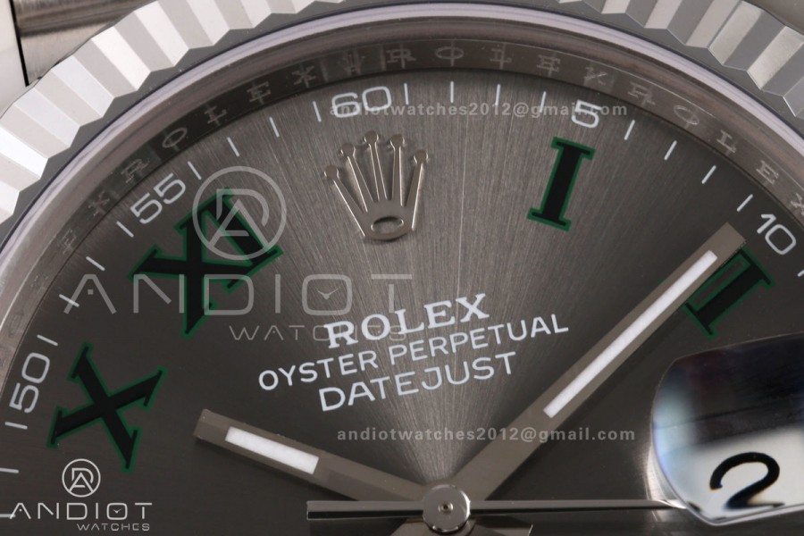 DateJust 41 126334 904L SS MZF 1:1 Best Edition Gray Dial Green Roman on Jubilee Bracelet JH3235