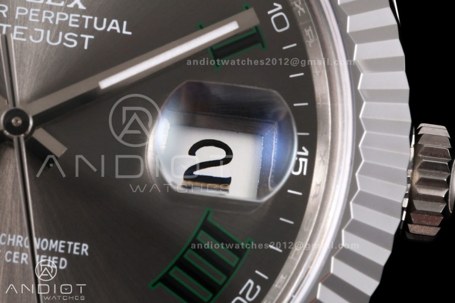 DateJust 41 126334 904L SS MZF 1:1 Best Edition Gray Dial Green Roman on Jubilee Bracelet JH3235