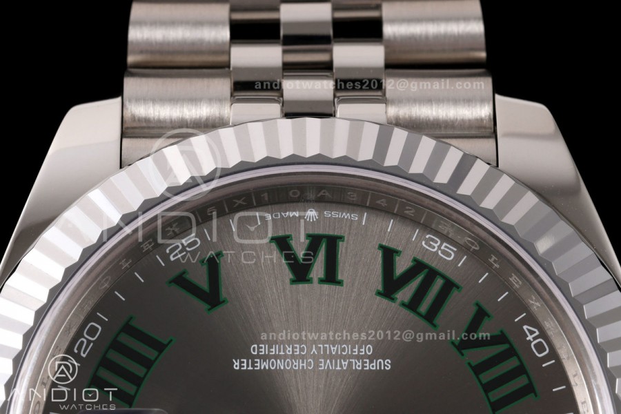 DateJust 41 126334 904L SS MZF 1:1 Best Edition Gray Dial Green Roman on Jubilee Bracelet JH3235