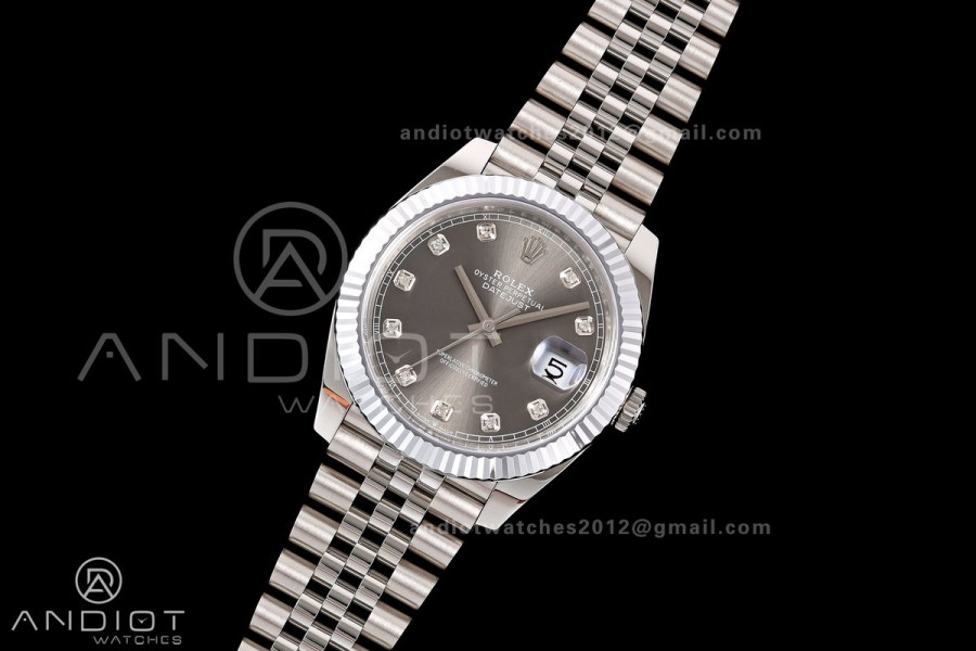 DateJust 41 126334 904L SS MZF 1:1 Best Edition Gray Diamonds Dial on Jubilee Bracelet JH3235