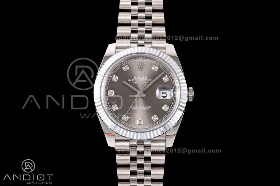DateJust 41 126334 904L SS MZF 1:1 Best Edition Gray Diamonds Dial on Jubilee Bracelet JH3235
