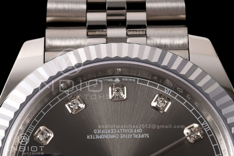 DateJust 41 126334 904L SS MZF 1:1 Best Edition Gray Diamonds Dial on Jubilee Bracelet JH3235