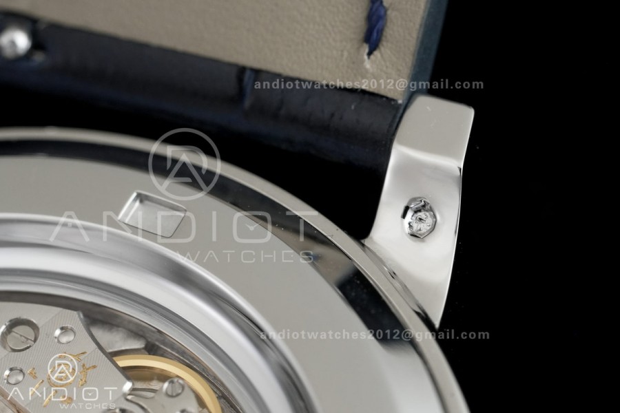 Grand Complications 6102 SS Diamonds Bezel PPF 1:1 Best Edition Blue Dial on Blue Leather Strap SA240 Super Clone