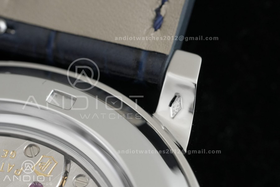 Grand Complications 6102 SS Diamonds Bezel PPF 1:1 Best Edition Blue Dial on Blue Leather Strap SA240 Super Clone