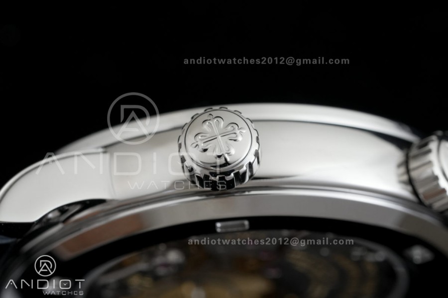 Grand Complications 6102 SS Diamonds Bezel PPF 1:1 Best Edition Blue Dial on Blue Leather Strap SA240 Super Clone