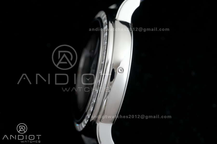 Grand Complications 6102 SS Diamonds Bezel PPF 1:1 Best Edition Blue Dial on Blue Leather Strap SA240 Super Clone