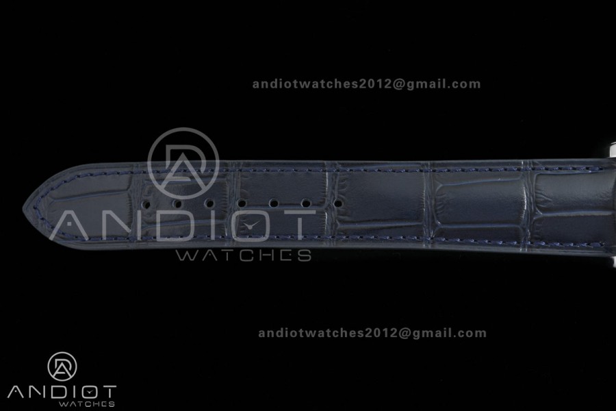 Grand Complications 6102 SS Diamonds Bezel PPF 1:1 Best Edition Blue Dial on Blue Leather Strap SA240 Super Clone