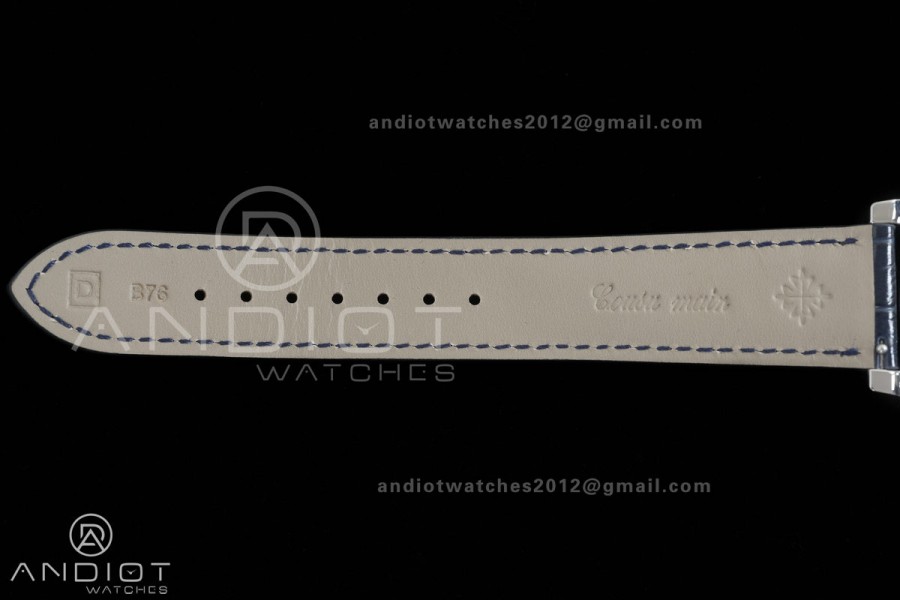 Grand Complications 6102 SS Diamonds Bezel PPF 1:1 Best Edition Blue Dial on Blue Leather Strap SA240 Super Clone