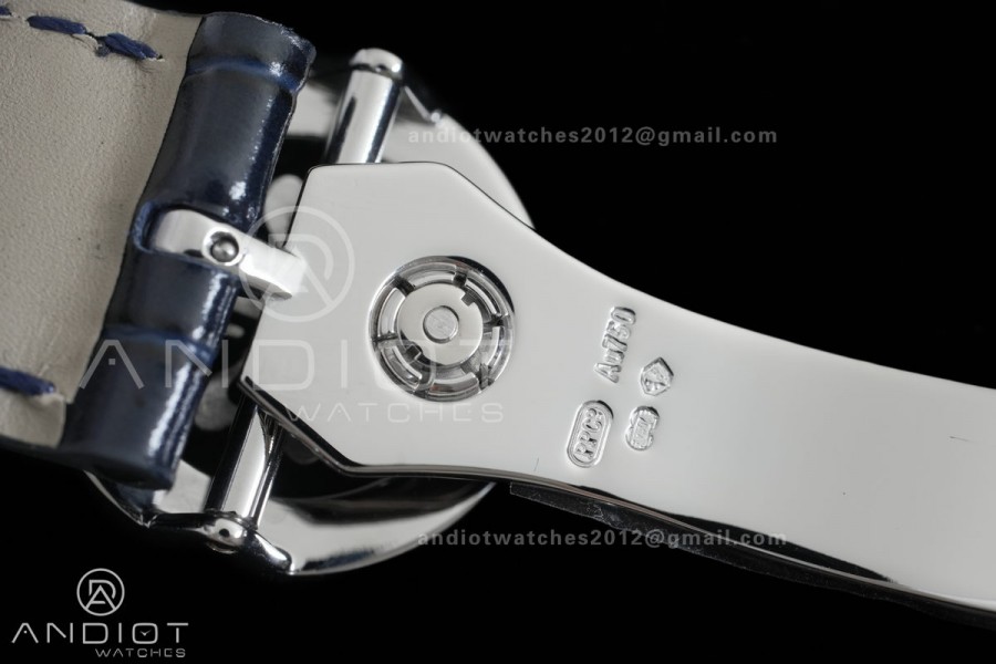 Grand Complications 6102 SS Diamonds Bezel PPF 1:1 Best Edition Blue Dial on Blue Leather Strap SA240 Super Clone
