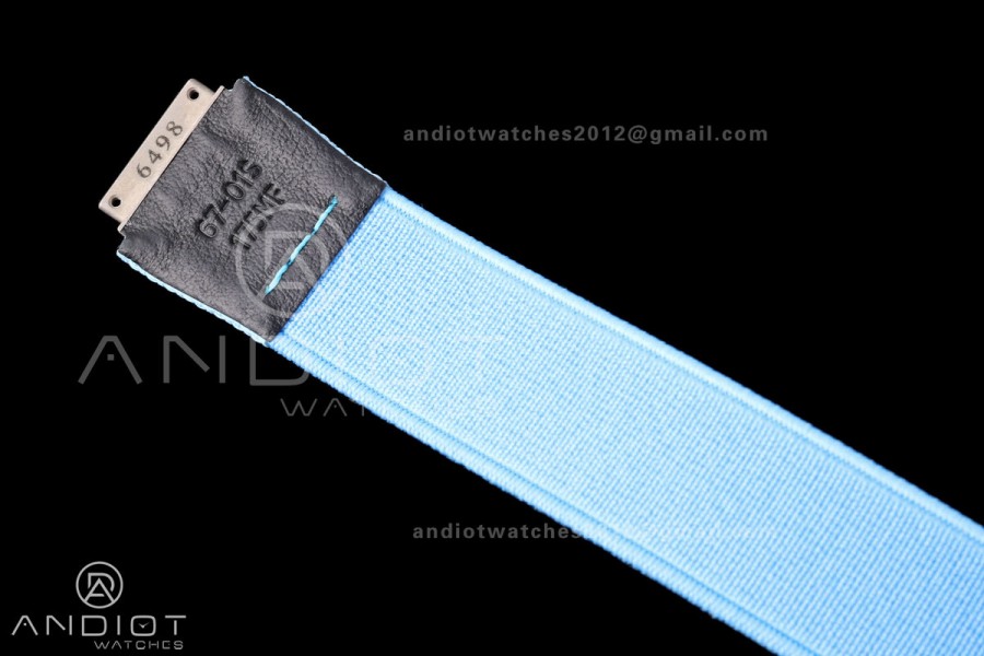 Umi Maker's RM67-02 Black NTPT Black Skeleton Dial on Baby Blue Nylon strap CRMA7 Clone V2