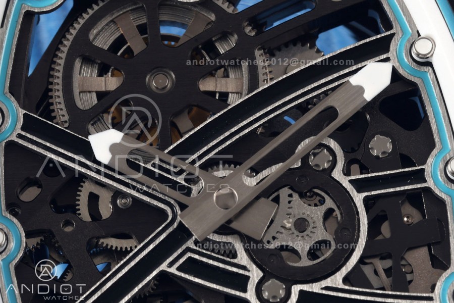Umi Maker's RM67-02 Black NTPT Black Skeleton Dial on Baby Blue Nylon strap CRMA7 Clone V2