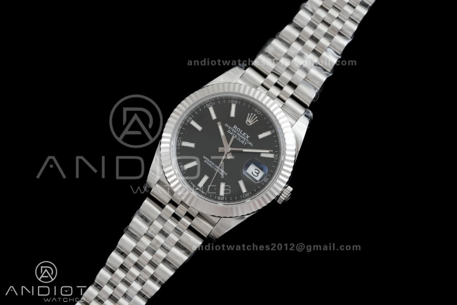 DateJust 41 126334 904L SS VSF 1:1 Best Edition Black Stick Dial on Jubilee Bracelet VS3235v2 V2s Free Sprung (133g)