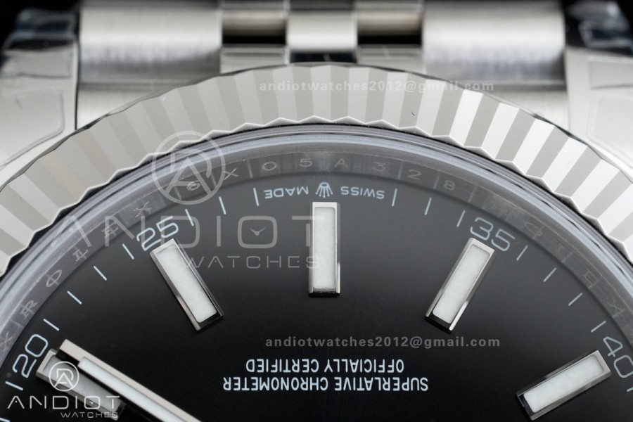 DateJust 41 126334 904L SS VSF 1:1 Best Edition Black Stick Dial on Jubilee Bracelet VS3235v2 V2s Free Sprung (133g)