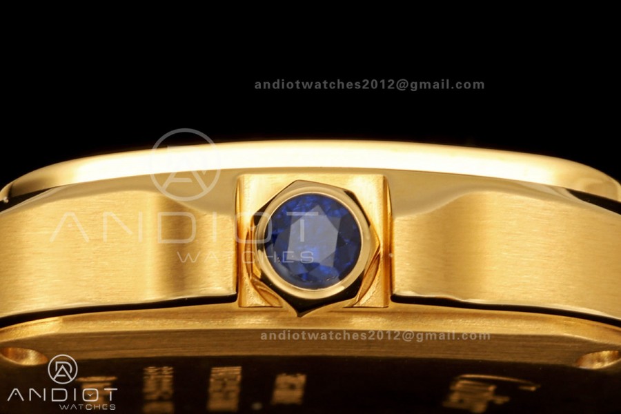 Santos 27mm YG 8848F 1:1 Best Edition Silver Dial on YG Bracelet Quartz