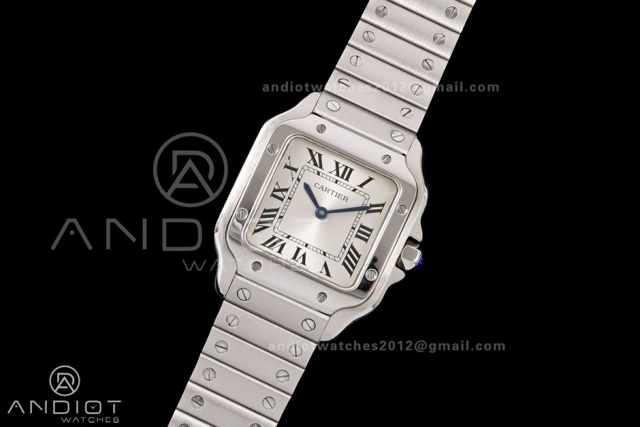 Santos 27mm SS 8848F 1:1 Best Edition Silver Dial on SS Bracelet Quartz