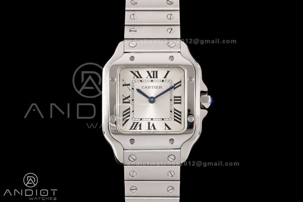 Santos 27mm SS 8848F 1:1 Best Edition Silver Dial on SS Bracelet Quartz