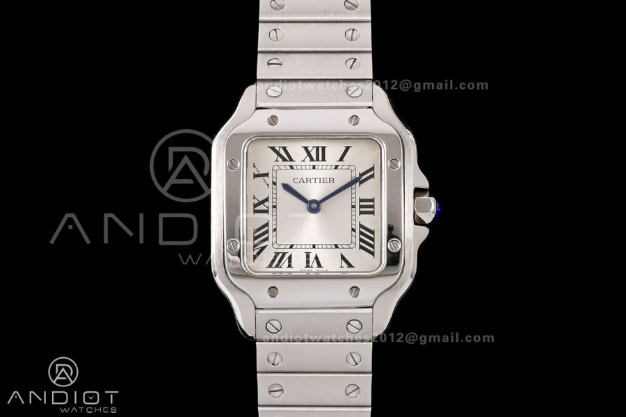 Santos 27mm SS 8848F 1:1 Best Edition Silver Dial on SS Bracelet Quartz
