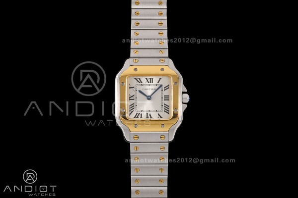 Santos 27mm SS/YG 8848F 1:1 Best Edition Silver Dial on SS/YG Bracelet Quartz