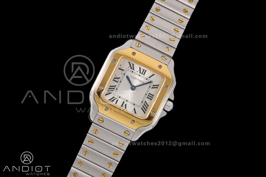 Santos 27mm SS/YG 8848F 1:1 Best Edition Silver Dial on SS/YG Bracelet Quartz
