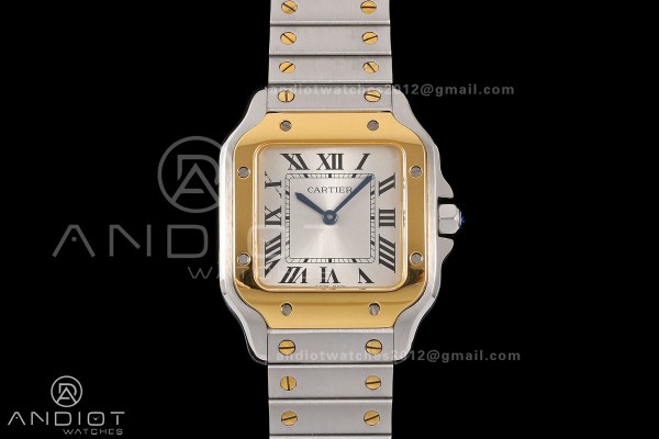 Santos 27mm SS/YG 8848F 1:1 Best Edition Silver Dial on SS/YG Bracelet Quartz