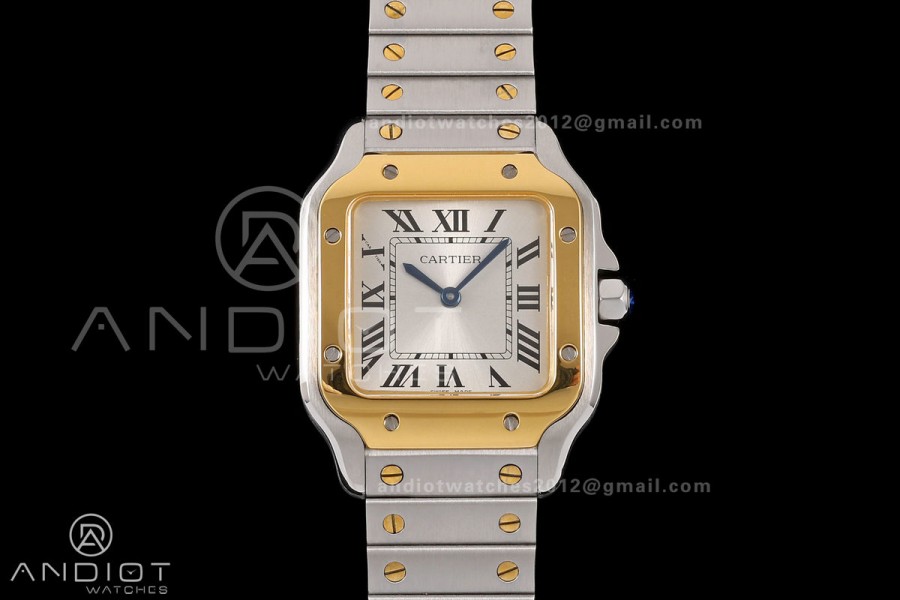Santos 27mm SS/YG 8848F 1:1 Best Edition Silver Dial on SS/YG Bracelet Quartz