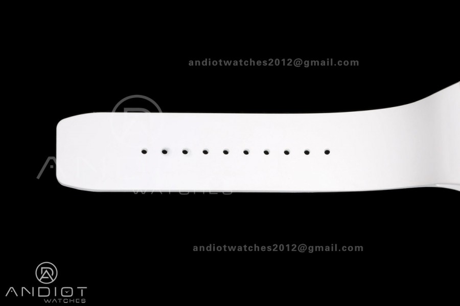 MILLE STUDIO RM67-01 RG Skeleton Dial Diamonds Bezel on White Rubber Strap CRMA6 Clone