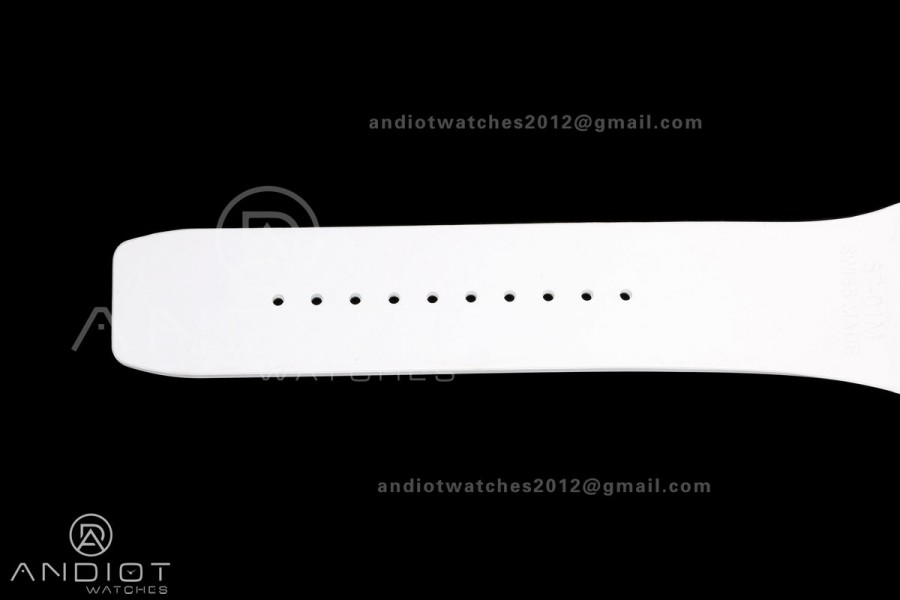 MILLE STUDIO RM67-01 RG Skeleton Dial Diamonds Bezel on White Rubber Strap CRMA6 Clone