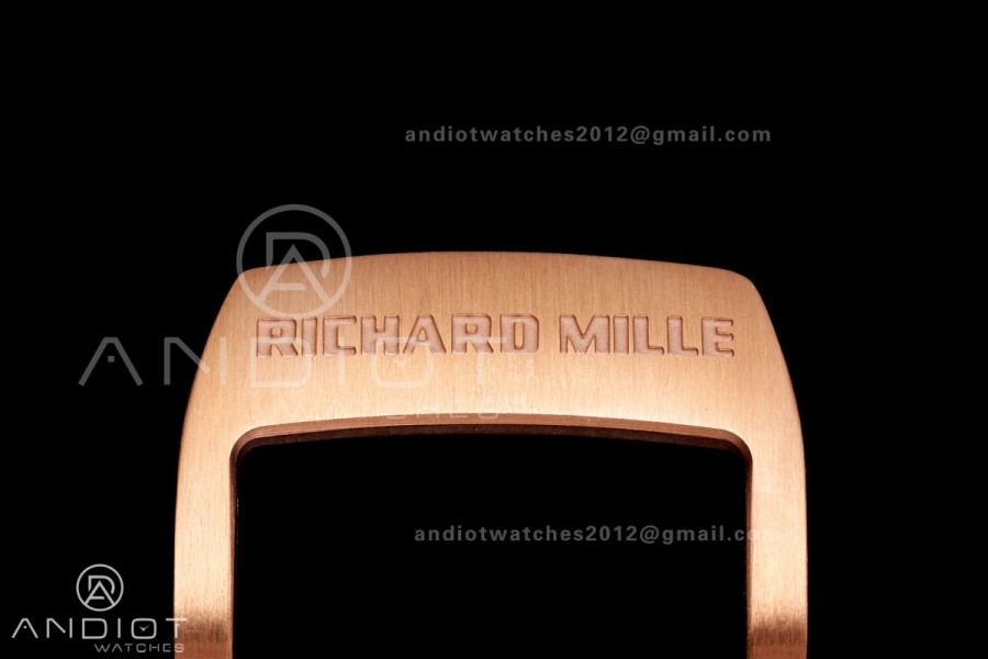 MILLE STUDIO RM67-01 RG Skeleton Dial Diamonds Bezel on White Rubber Strap CRMA6 Clone