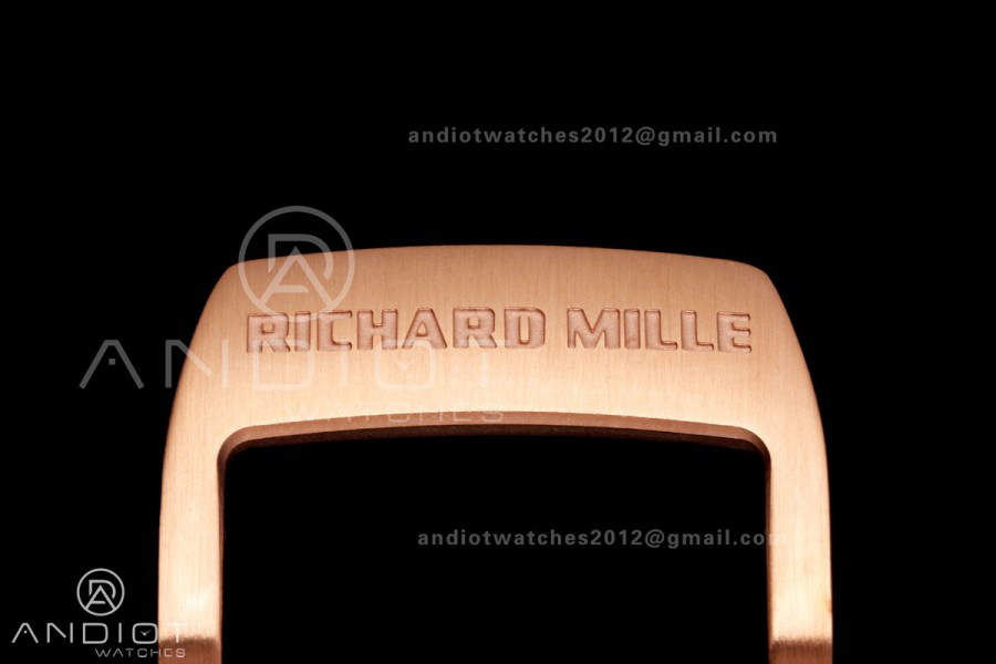 Mille Studio RM67-01 RG Skeleton Dial Diamonds Bezel on Black Rubber Strap CRMA6 Clone