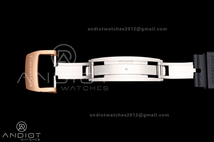 Mille Studio RM67-01 RG Skeleton Dial Diamonds Bezel on Black Rubber Strap CRMA6 Clone