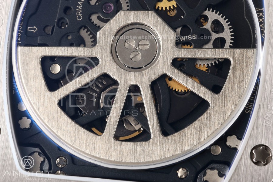 Mille Studio RM67-01 SS Blue Skeleton Dial on Black Rubber Strap CRMA6 Clone