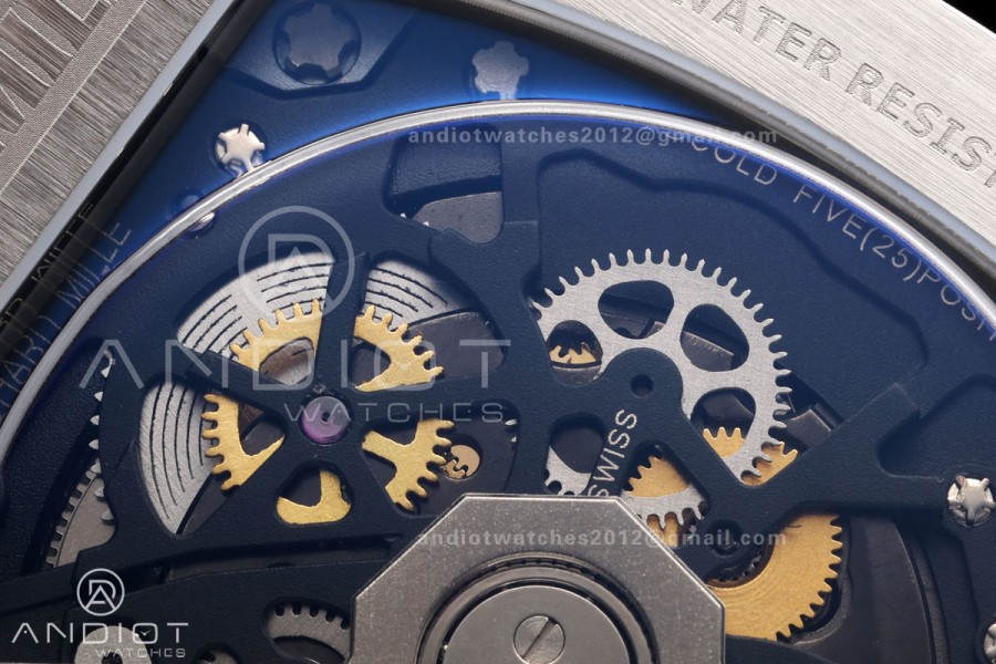 Mille Studio RM67-01 SS Blue Skeleton Dial on Black Rubber Strap CRMA6 Clone